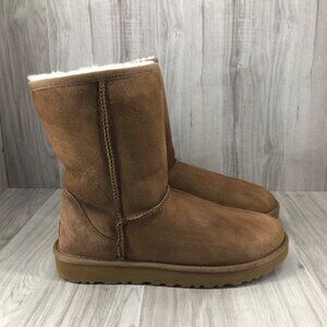 Ugg Boots Womens 9 Classic Short II Chestnut Brown Suede Lined Winter Shoes